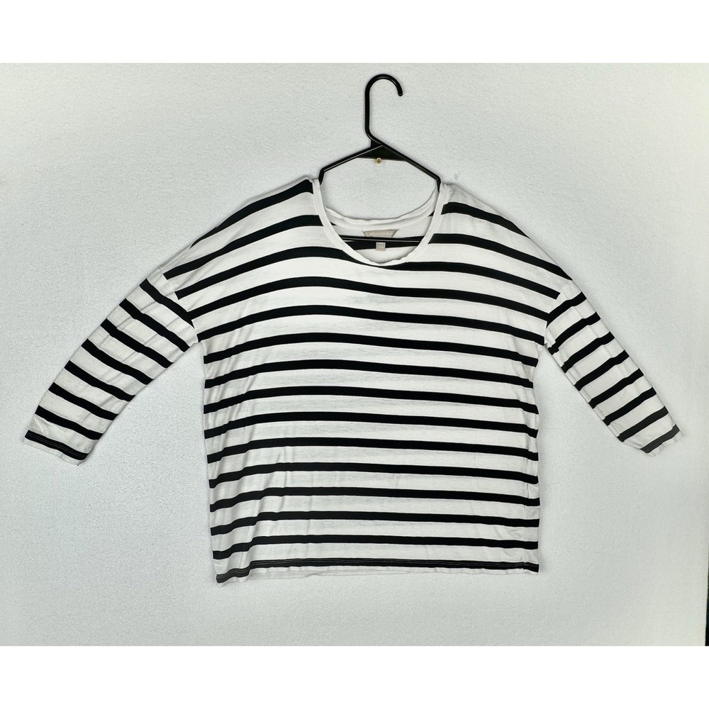 Banana Republic Women's Black White Striped Cap Sleeve Sweater Top Extra Small